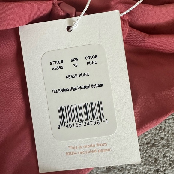 Andie Swim Bikini Scala Top and Riviera High Waisted Bottom in Fruit Punch XS - Picture 4 of 6